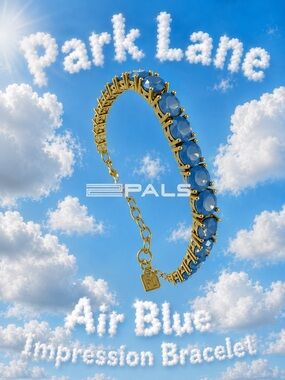 Park Lane Women’s “Air Blue” Impression Tennis Bracelet Gold Blue Crystal  NWT